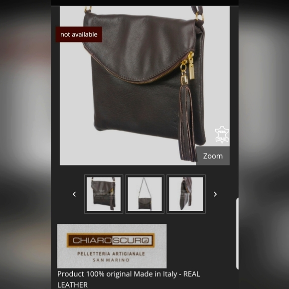 🎉Vera Pelle leather cross body 8.6x7.5x0.79 🎉DESIGNER CLEARANCE DEAL - Picture 8 of 12